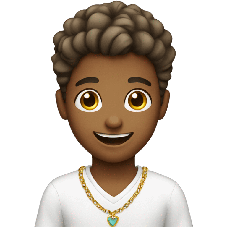 smiling boy with necklace emoji