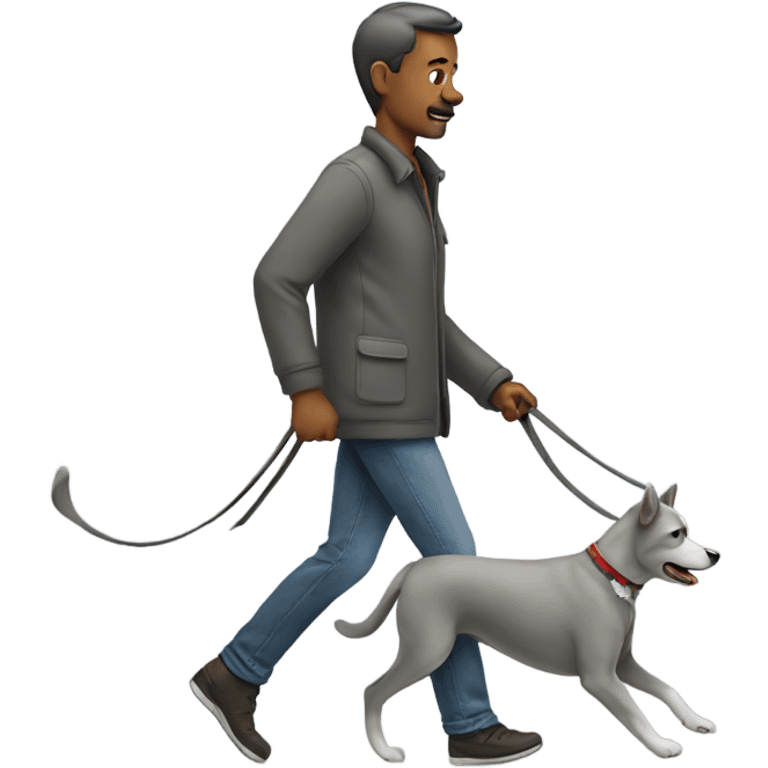 Man walking a grey dog emoji