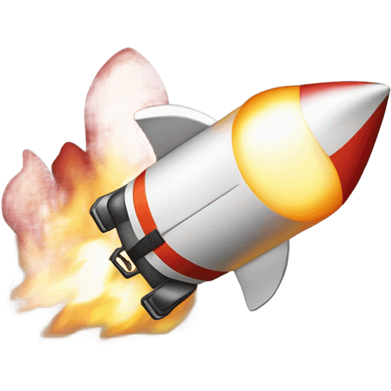 A rocket blasting off into space with a suitcase attached, representing explosive sales growth. emoji