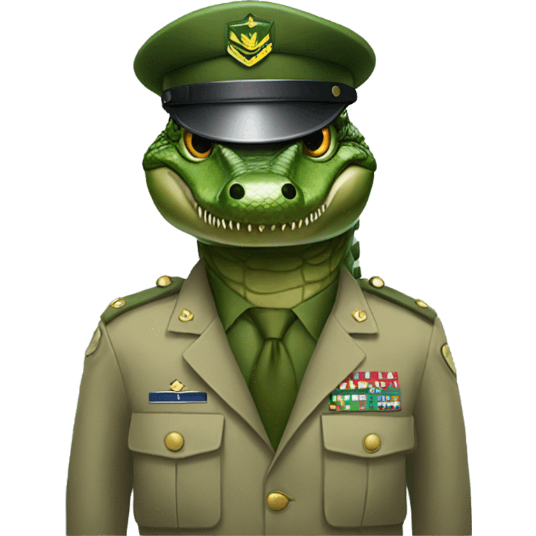 Alligator wearing a army suit emoji