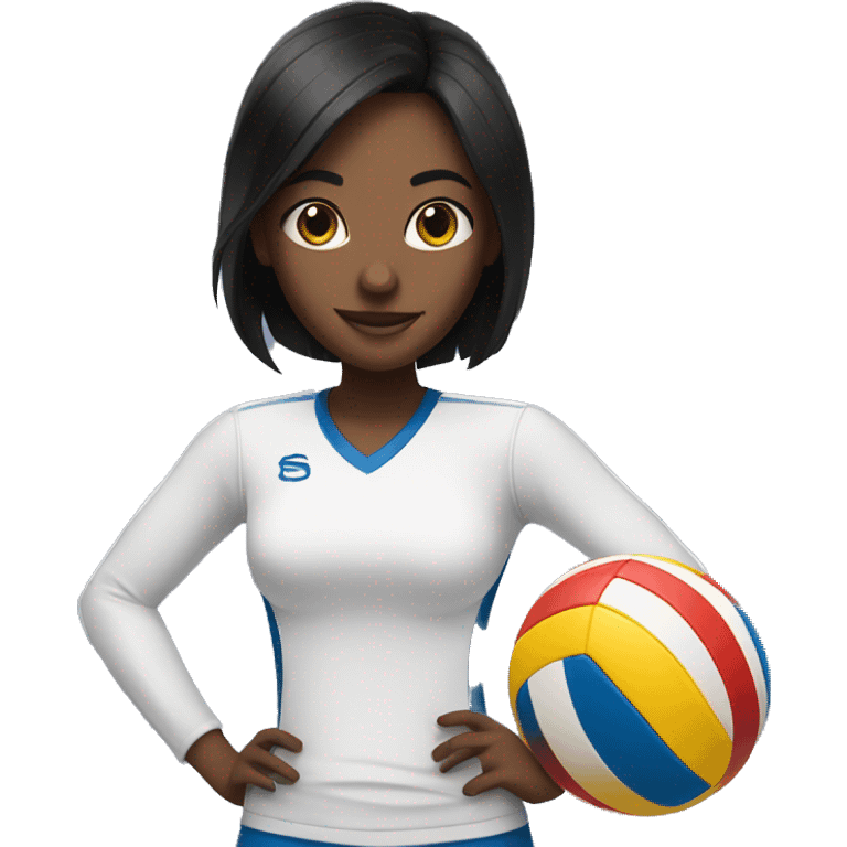 Girl with a black hair plays volleyball emoji