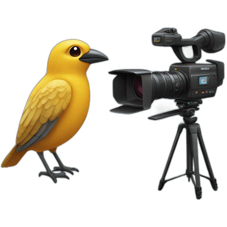 bird being filmed by a video camera emoji