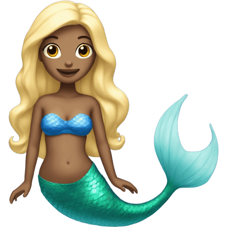 blonde mermaid with blue tail emoji