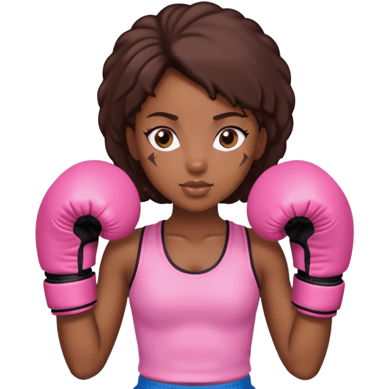 black girl wearing pink boxing gloves emoji