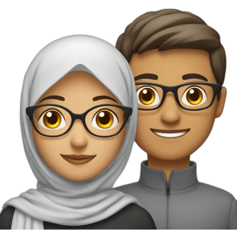 young man with glasses and woman with hijab holiday trips emoji