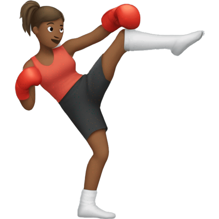 Woman kickboxing with a cast on her lag emoji