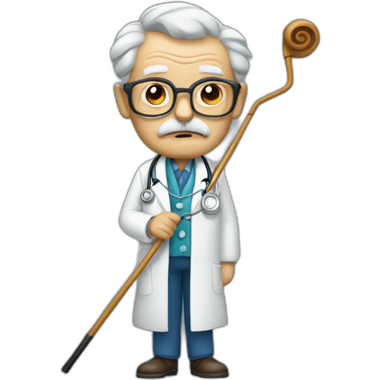 old grumpy doctor with cane emoji