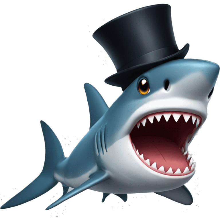 Shark with a top hat emoji