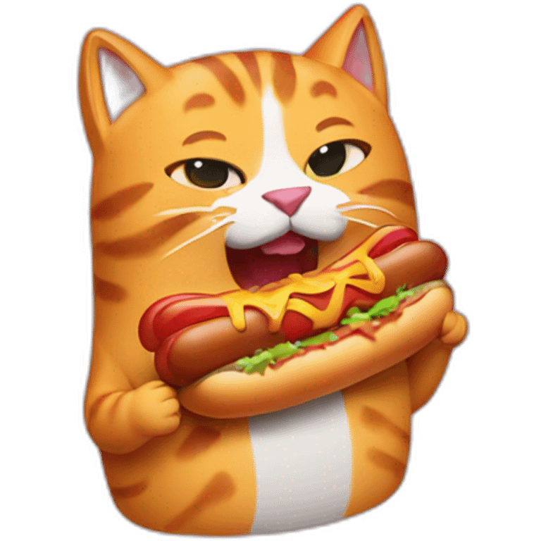 cat eating a hot dog emoji