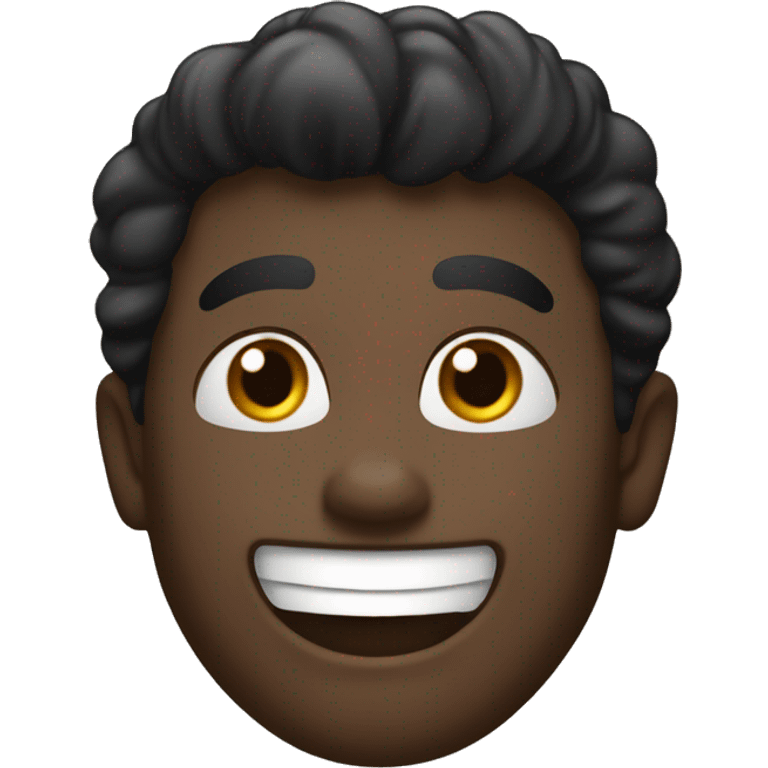 chico negro con pelo negro ruloso sonriendo emoji