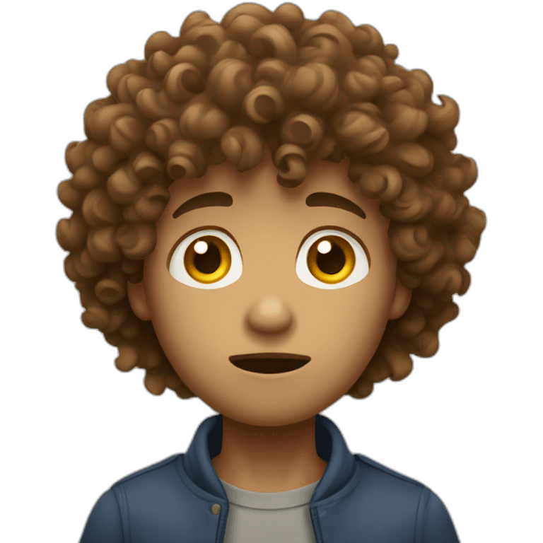 Curly haired boy scared emoji