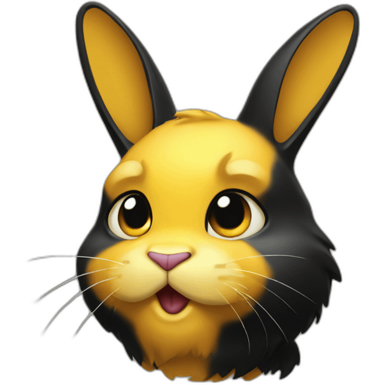 fierce looking yellow and black colored bunny facing to the right emoji