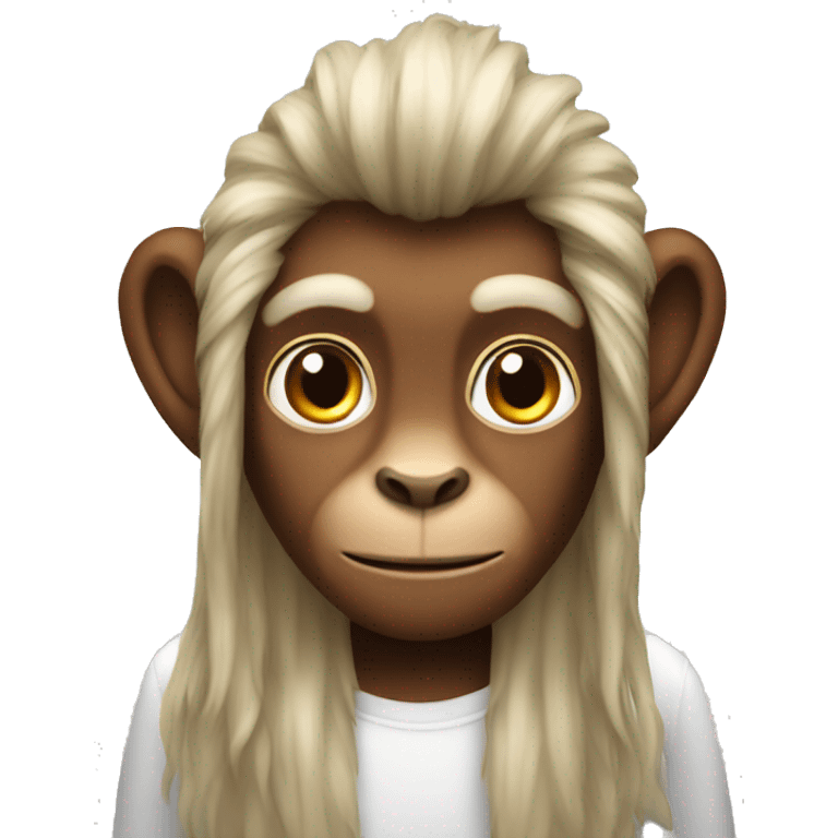 monkey with long bunny hair emoji