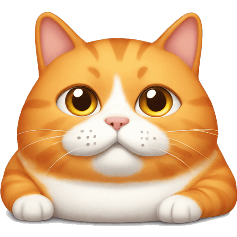 Fat orange cat sitting on the bed emoji