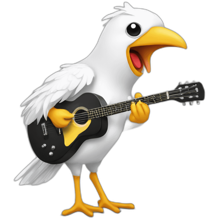 bird guitar singing white emoji