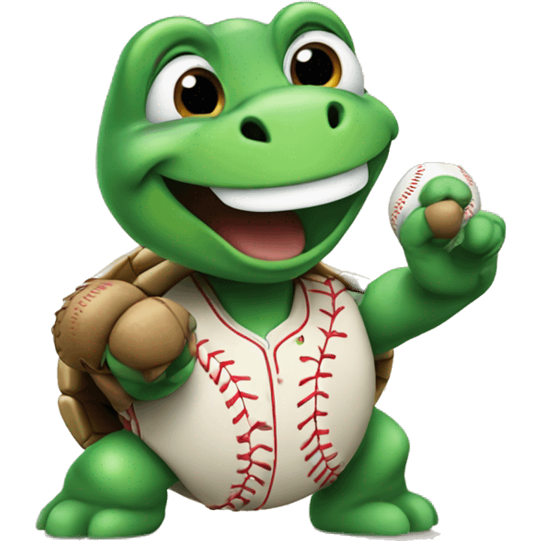 Turtle playing baseball emoji