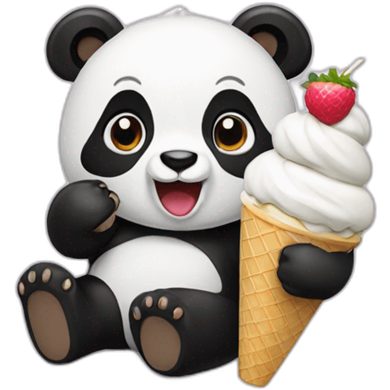 Panda eating ice cream emoji