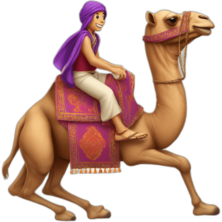 a camel riding a magic carpet emoji