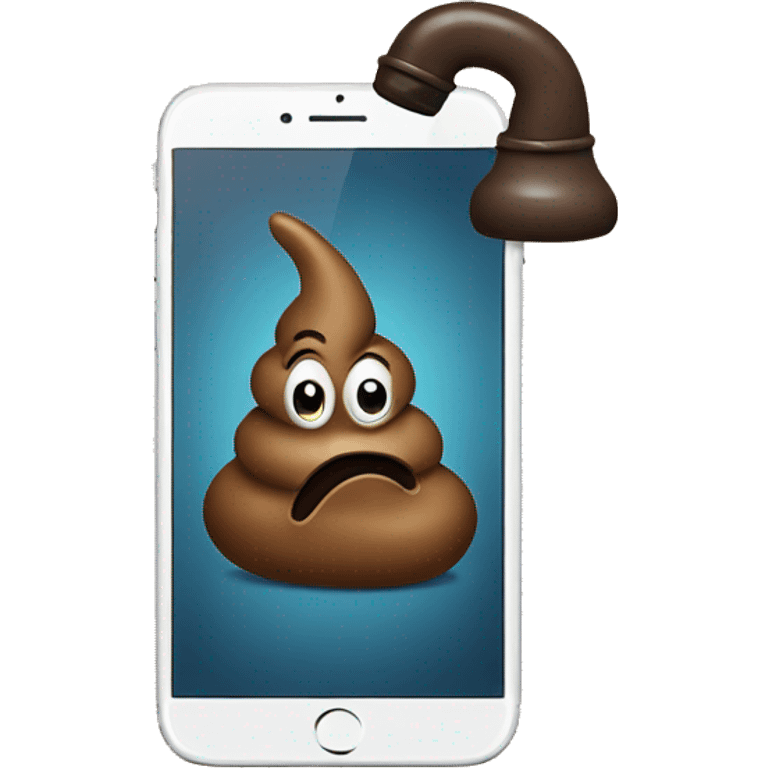 Poop emoji holding a phone emoji