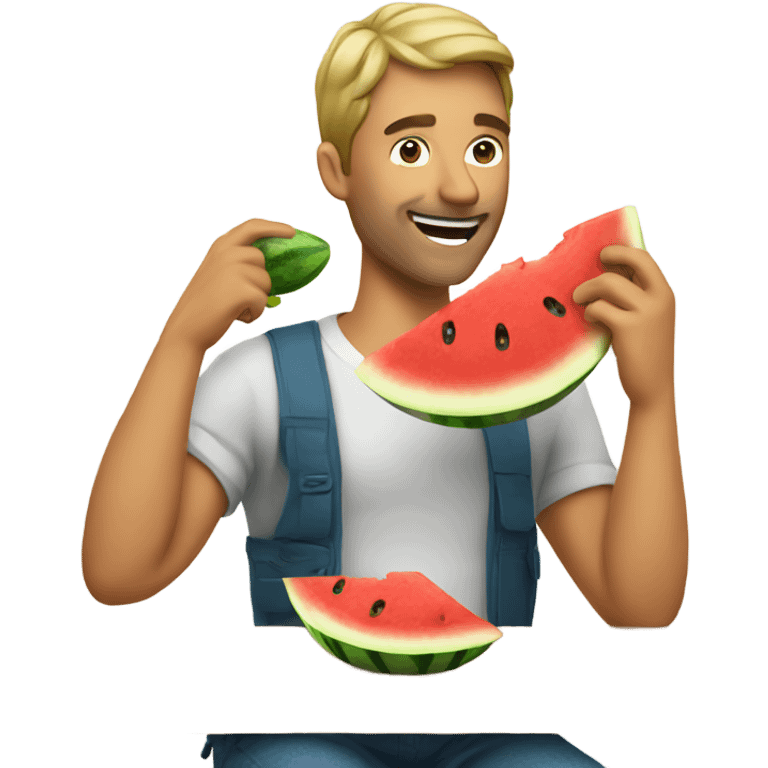 man eating watermelon emoji