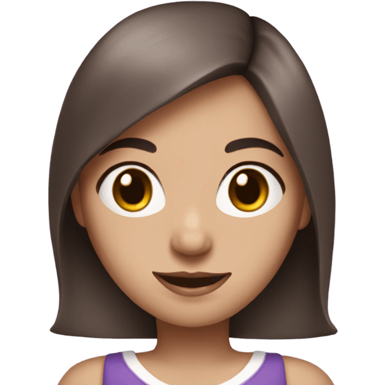 Brunette girl with white skin with bunny ears and a purple dress emoji