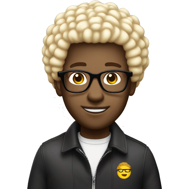 man. white blonde small afro and glasses in mcdonald’s outfit emoji