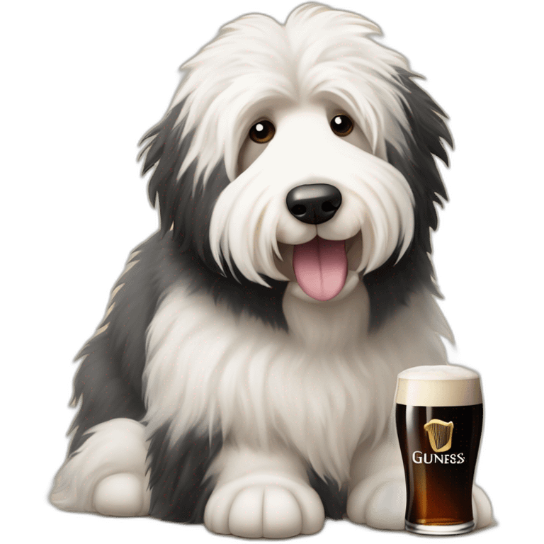 old english sheepdog with pint of guinness emoji