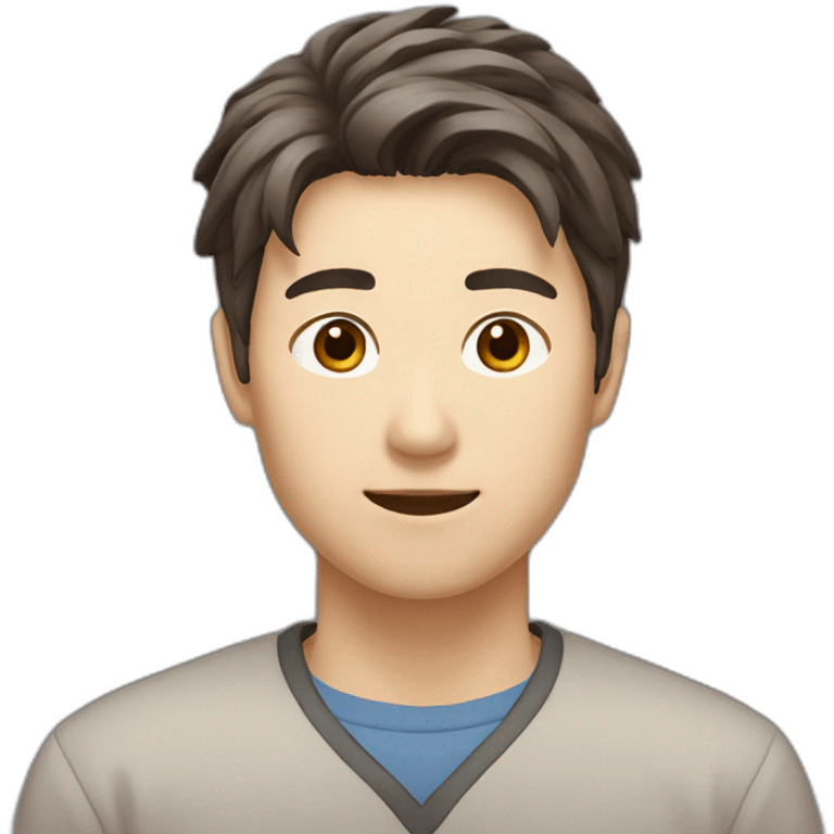 korean male brown hair techware emoji