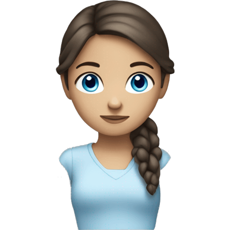 Brunnette girl with blue eyes looking forward  emoji