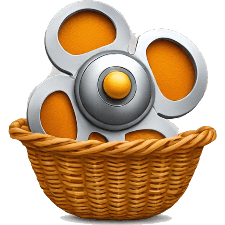 A fidget spinner spinning on top of a basket ball ball emoji