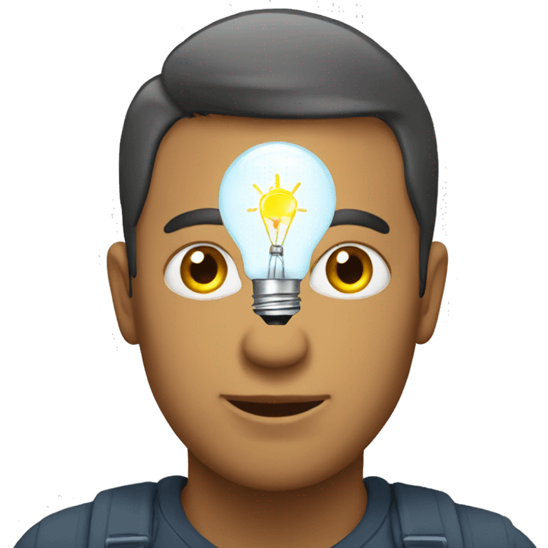 man with laptop and light bulb above head emoji