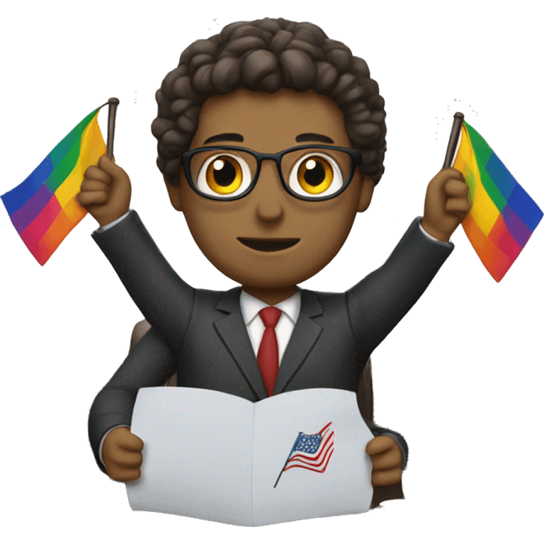 Attorney holding the bi flag emoji