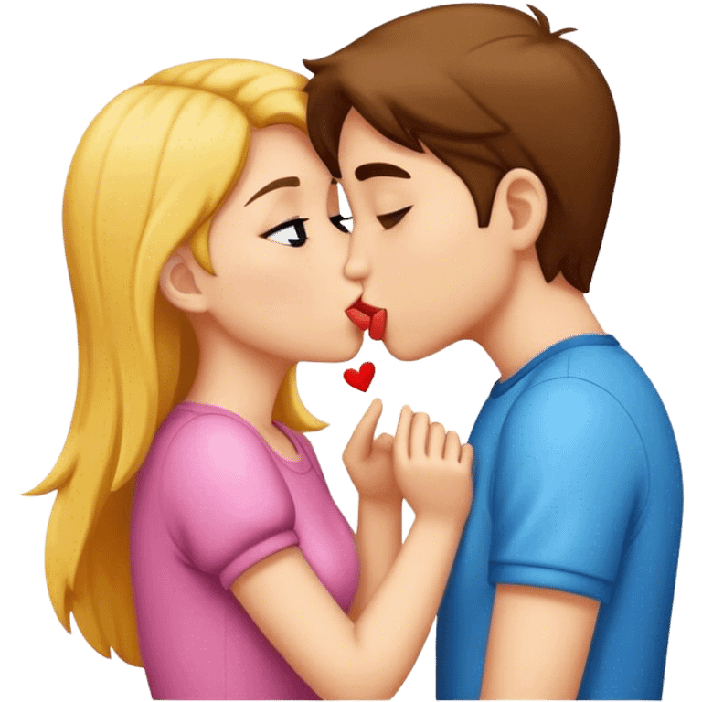 girl and boy kissing emoji