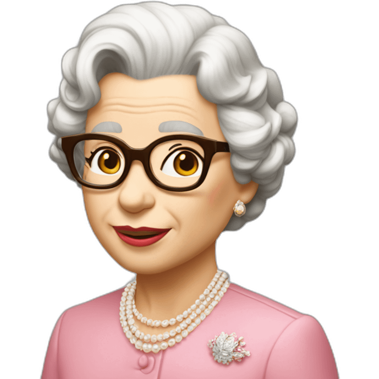 Elisabeth II Kiss jose (hair Brown y glasses) emoji