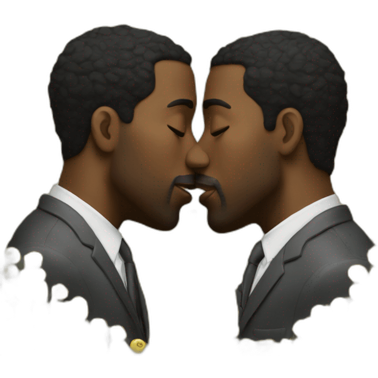 thrwe black men kissing emoji