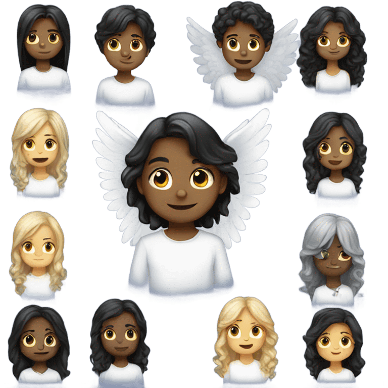 Boy angel and girl black long hair angel emoji