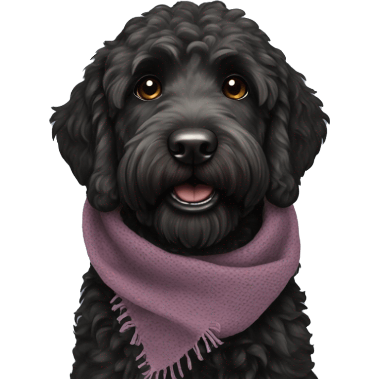 Black labradoodle with scarf black  emoji