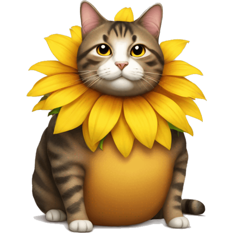 fat cat in a sunflower costume emoji