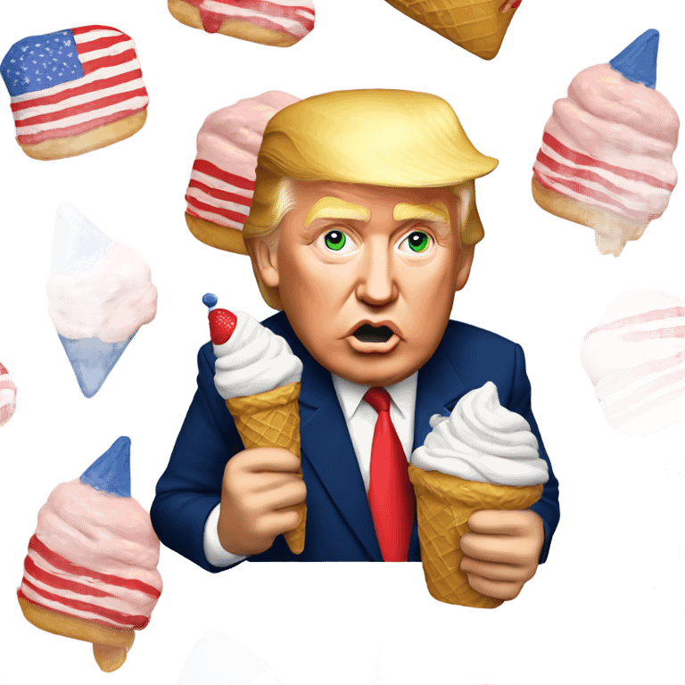 Donald trump eating ice cream with American flag shirt emoji