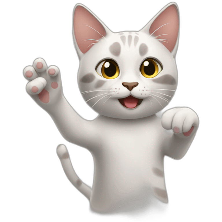 cat waving goodbye emoji