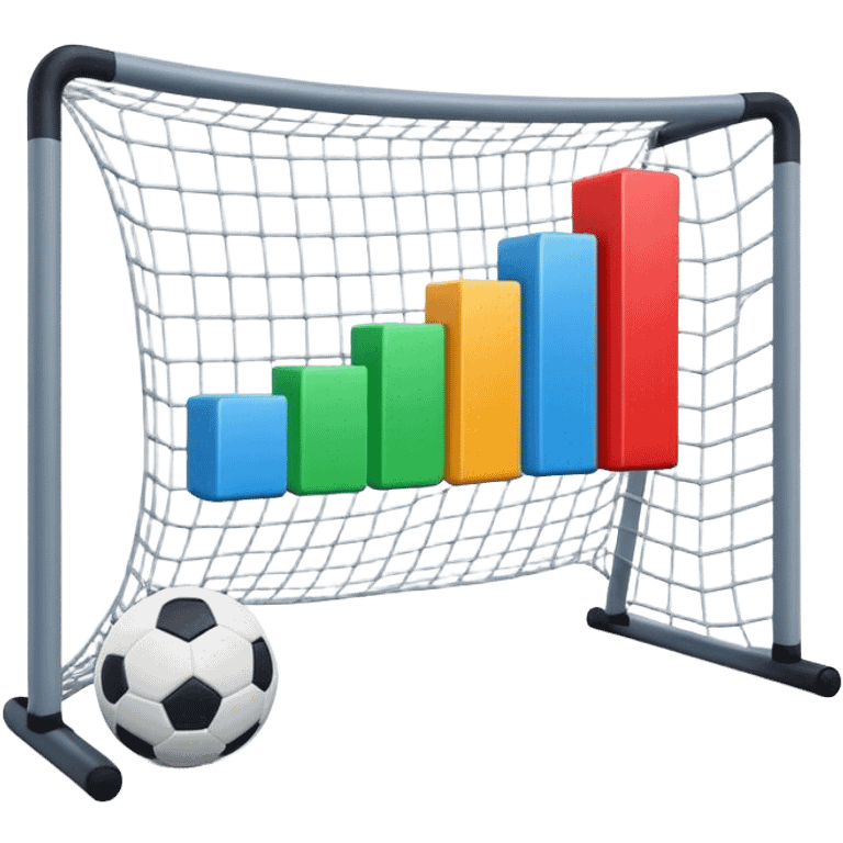 Cinematic realistic 3d growing bar graph in a soccer goal emoji