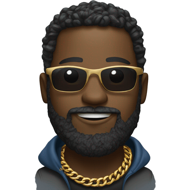 Bearded black man, with a gold chain, sunglasses, jeans, t shirt  emoji