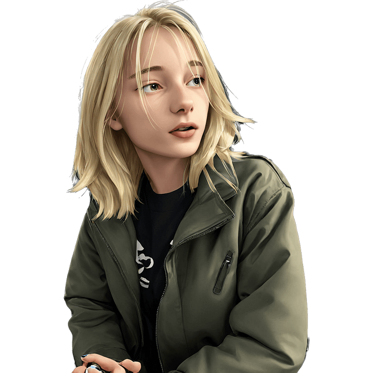 blonde girl in jacket emoji