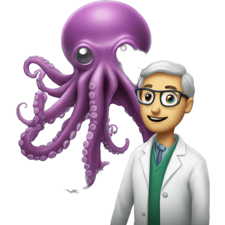 Alien Octopus with scientist  emoji