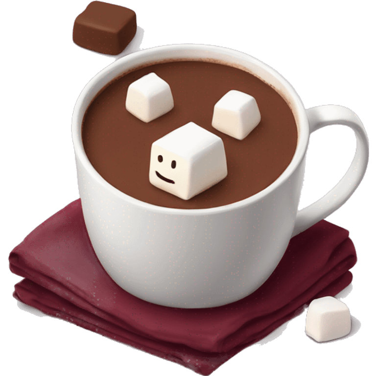 Hot chocolate with marshmallows in a maroon mug emoji