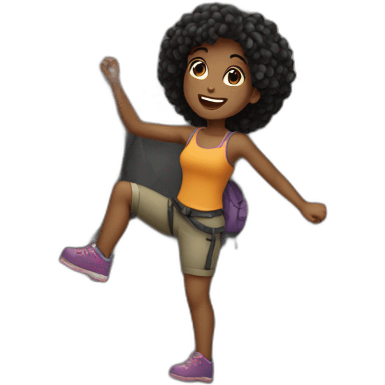 Black hairs girl climbing a rock emoji