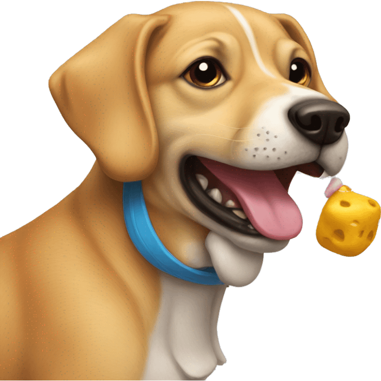 Dog eating a toy emoji