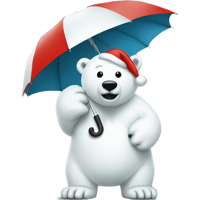 polar bear with santa hat and umbrella emoji