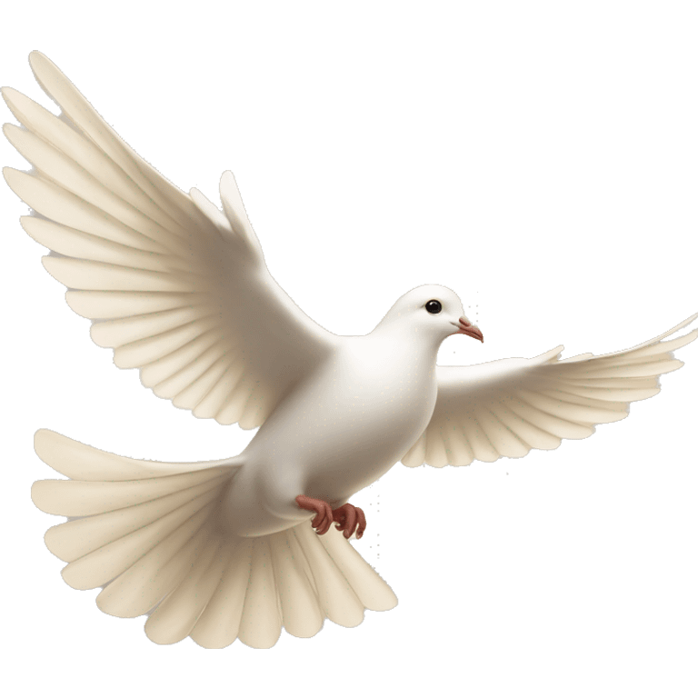 Flying white dove in golden light  emoji