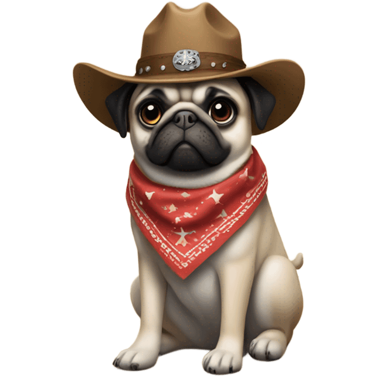 Cowboy pug riding husky emoji